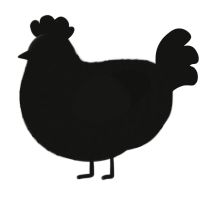 Voidken, a black chicken with a lace pattern