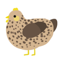 A beige and bark chicken with a speckle pattern