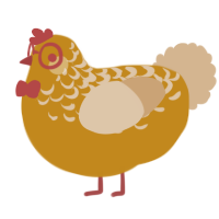 A ochre and beige chicken with a half-lace pattern