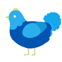 A ultramarine and sky chicken with a head pattern