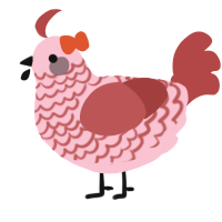 A rose and red chicken with a lace pattern
