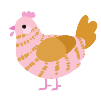 A rose and orange chicken with a bar pattern