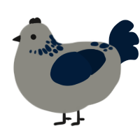 A ash and tumblr chicken with a neck-speckle pattern