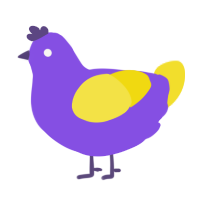 A blurple and yellow chicken