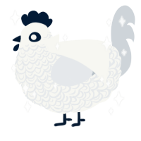 Elisabeth, a white and mist chicken with a double-lace pattern