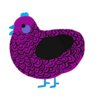 A plum and black chicken with a double-lace pattern