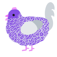 A blurple and mist chicken with a double-lace pattern