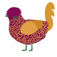 A wine and orange chicken with a double-lace pattern