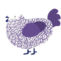 A white and overcast chicken with a double-lace pattern