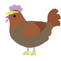 PJ, a grey and russet chicken with a head pattern