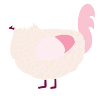 A cream and rose chicken with a lace pattern