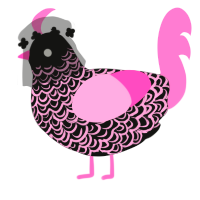 A black and pink chicken with a double-lace pattern