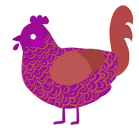 A plum and red chicken with a double-lace pattern
