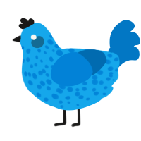 A sky and sapphire chicken with a speckle pattern