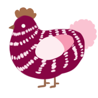 (unnamed), a maroon and rose chicken with a bar pattern