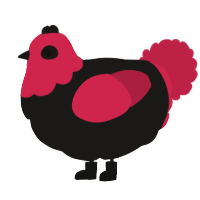 A sable and crimson chicken with a head pattern