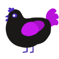 A sable and amethyst chicken