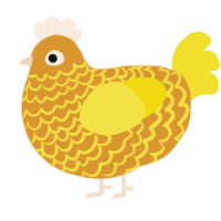 Candy corn, a orange and yellow chicken with a lace pattern
