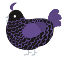Goff, a sable and overcast chicken with a lace pattern