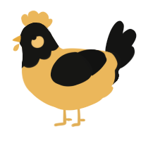 A honey and black chicken with a head pattern