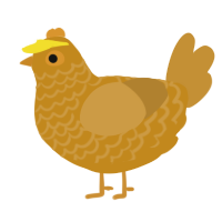A ochre and gold chicken with a lace pattern