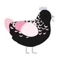 A sable and rose chicken with a half-lace pattern