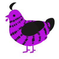 A amethyst and sable chicken with a bar pattern