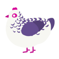 A white and overcast chicken with a half-lace pattern