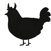 A black chicken with a head pattern