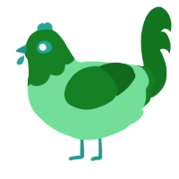 A spring and leaf chicken with a head pattern