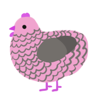 A pink and grey chicken with a lace pattern