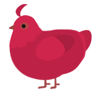 red bouy-, a crimson chicken with a head pattern
