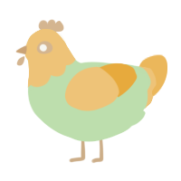 A gluppy and honey chicken with a head pattern