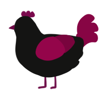 A black and maroon chicken