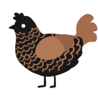 A sable and brown chicken with a lace pattern