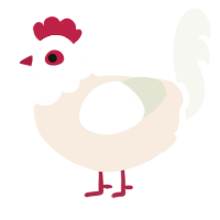A cream and white chicken with a head pattern