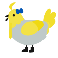 A silver and yellow chicken with a head pattern
