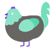 A grey and mint chicken with a head pattern