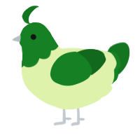 A apple and leaf chicken with a head pattern