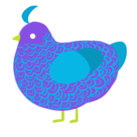 kaleidoscope, a blurple and cerulean chicken with a double-lace pattern