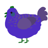 A indigo and overcast chicken with a half-lace pattern