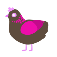 A bark and fuchsia chicken with a neck-speckle pattern