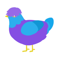 sunshine, a blurple and sky chicken with a head pattern