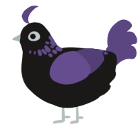 A sable and overcast chicken with a neck-speckle pattern