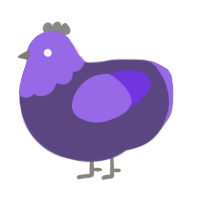 A overcast and blurple chicken with a head pattern