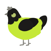 A lime and sable chicken with a head pattern