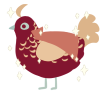 A maroon and brown chicken with a half-lace pattern
