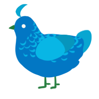 A sapphire and cerulean chicken with a half-lace pattern