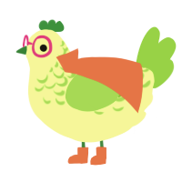A apple and grass chicken with a half-lace pattern