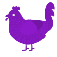 A violet chicken with a double-lace pattern
